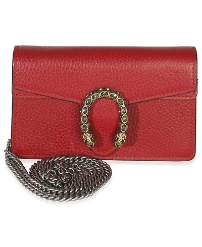 Pre-Owned Gucci Red Dollar Calfskin Crystal Super Mini Dionysus