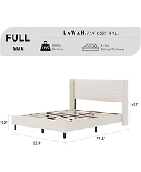 gaomon Bed Frame with Wingback Headboard, Velvet Upholstered Platform Bedframe Wood Slats, No Box Spring Needed, Easy Assembly