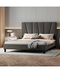 gaomon Bed Frame with Headboard, Strong Wood Slats, No Box Spring Needed, Easy Assembly