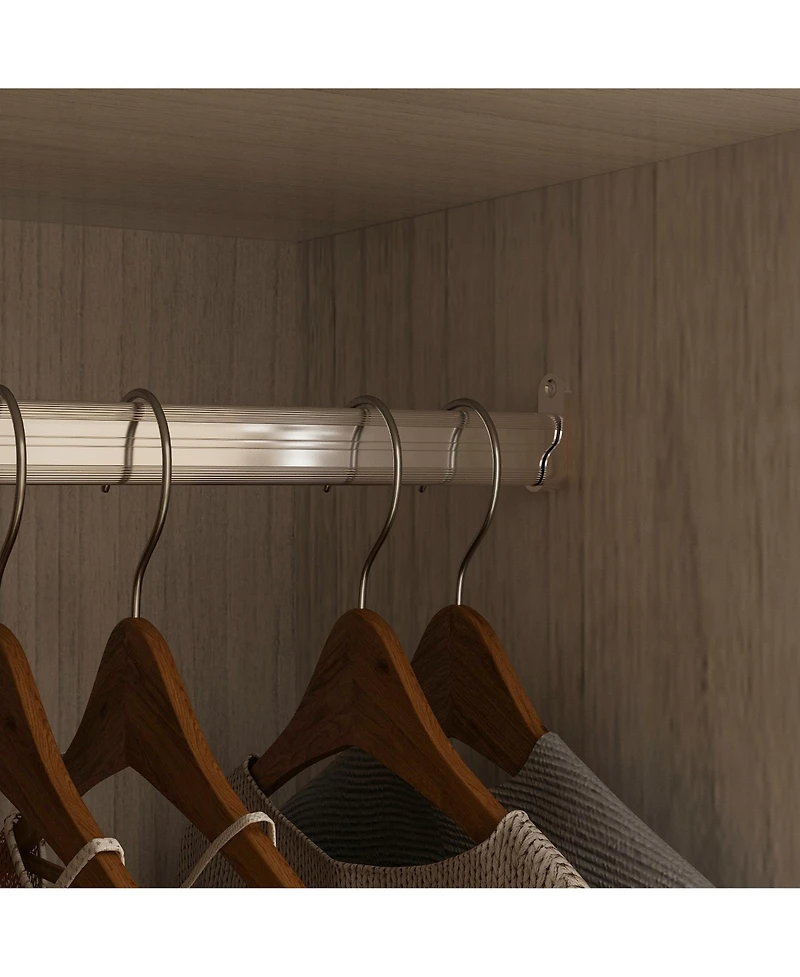 Famapy Corner Wardrobe Closet with 2 Glass Doors, Armoire with Hanging Rod