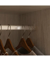 Famapy Corner Wardrobe Closet with 2 Glass Doors, Armoire with Hanging Rod