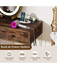 Sugift Vanity Desk with Adjustable Lighted Mirror for Bedroom