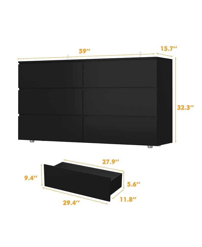 Famapy 6-Drawers Wood Chest of Drawer Cabinet Organizer