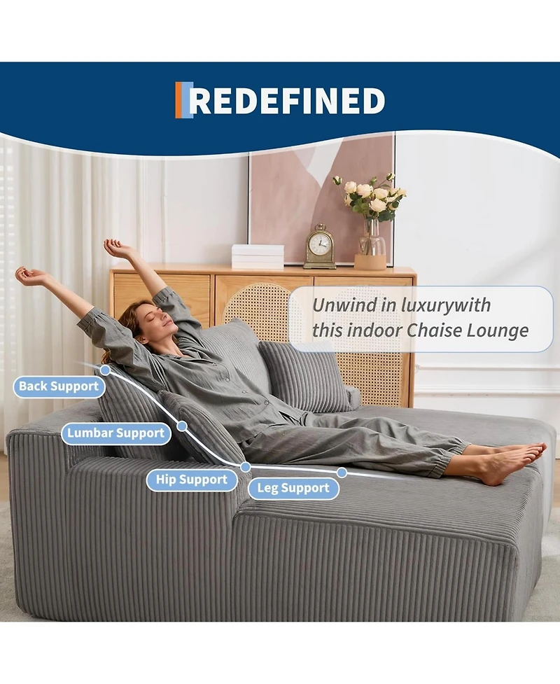 gaomon 80" Oversized Double Chaise Lounge, Cloud Plush Sofa Bed with Deep Seat 4 Pillows