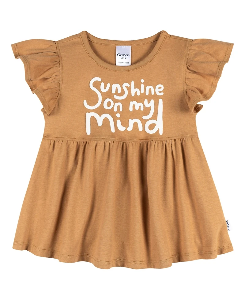 Gerber Toddler Girls 3-Piece T-Shirts and Shorts