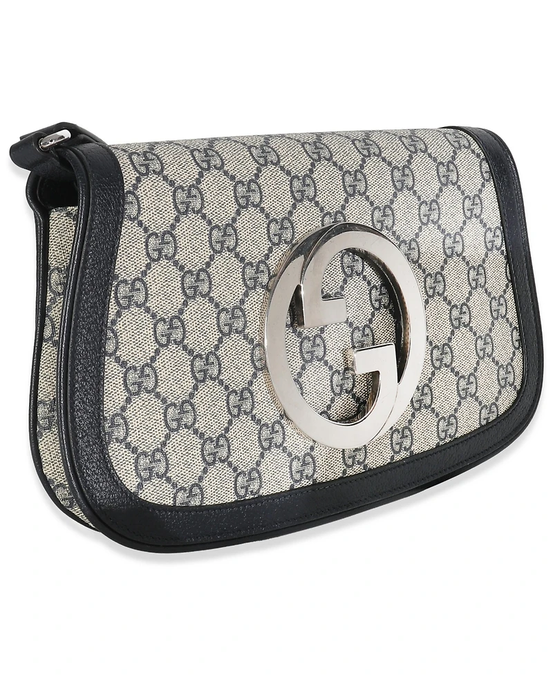 Pre-Owned Gucci Beige Blue Gg Supreme Canvas Blondie Shoulder Bag