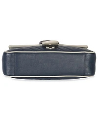 Pre-Owned Gucci Navy White Calfskin Matelasse Diagonal Torchon Medium Gg Marmont Bag