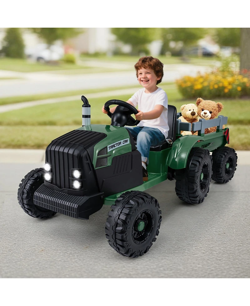 Slickblue Electric 24V Ride On Tractor for Kids with Trailer and Remote
