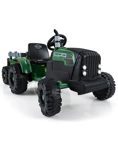 Slickblue Electric 24V Ride On Tractor for Kids with Trailer and Remote