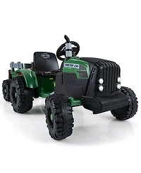 Slickblue Electric 24V Ride On Tractor for Kids with Trailer and Remote