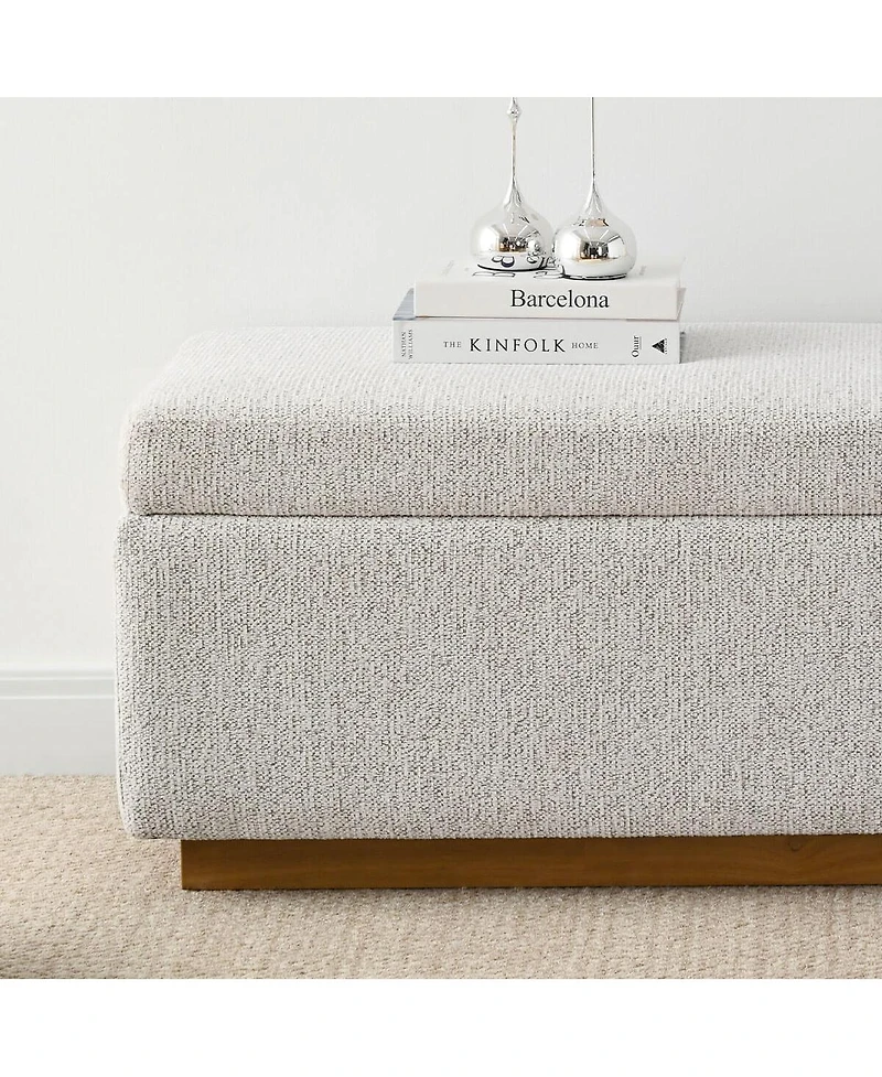Maison Boucle Upholstered Storage Bench Ottoman, Lift-Top Bedroom End