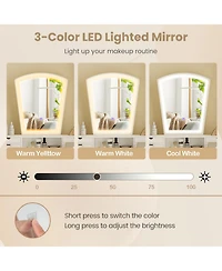 Sugift Vanity Desk Set with Adjustable Led Lighted Mirror