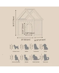 6thdruple Wood Pet House with Clear Roof and Carvings