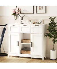Clihome Storage Cabinets, Wooden Floor Cabinet, with Drawers and Shelves Storage Cabinets, Accent