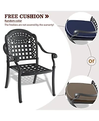 Clihome Cast Aluminum Patio Chairs Set of 2 Dining Chairs with Random Color Cushions