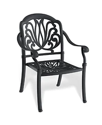 Clihome 2Pcs Patio Dining Chair Cast Aluminum Chair with Frame and Cushions
