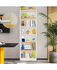 Homsee Modern Wooden Accent Bookcase, Sideboard, with Adjustable Shelves