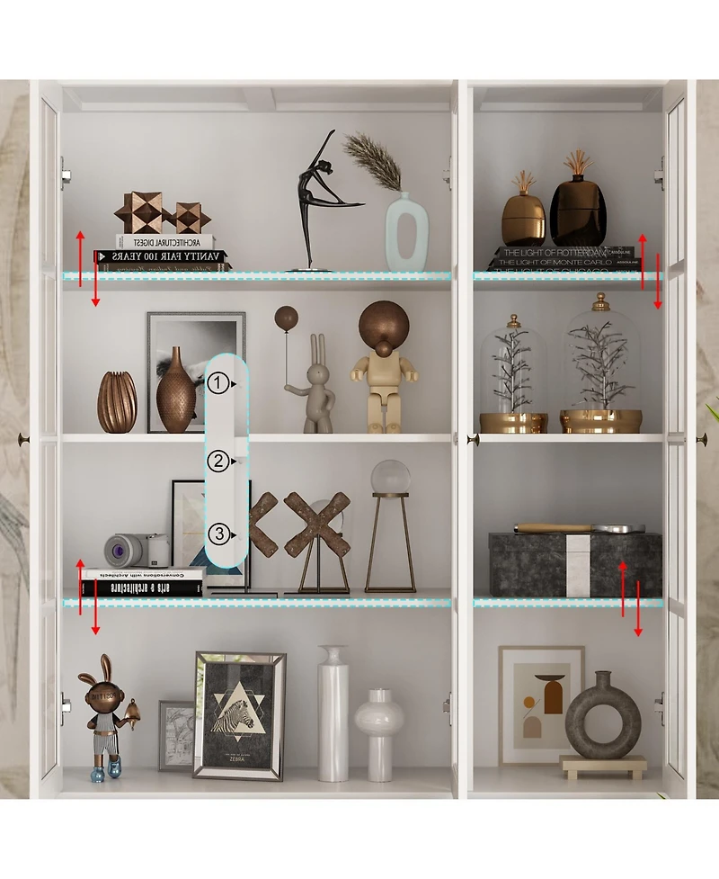 Homsee Modern Bookcase With Tempered Glass Doors and 6-Drawers