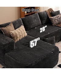 Xizzi 104" No Assembly Required Cloud Sectional Sofa, L-Shape Couch Chaise Lounge with Deep Seat and Wide Armrest for Living Room Bedroom