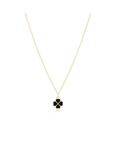 The Lovery Onyx Lucky Clover Necklace 14K Gold