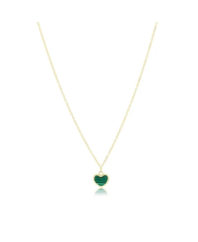 The Lovery Mini Malachite Single Heart Necklace 14K Gold