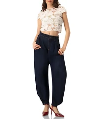 Ivonne Women's See-Through Embroidered Top