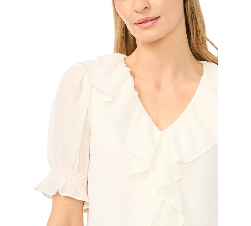 CeCe Women's V-Neck Short-Sleeve Blouse