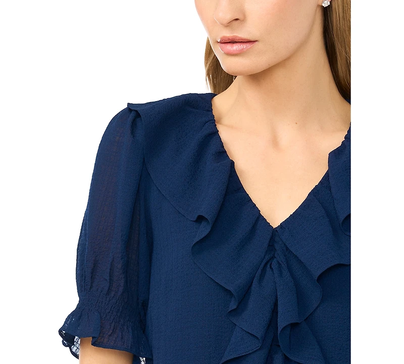 CeCe Women's V-Neck Short-Sleeve Blouse