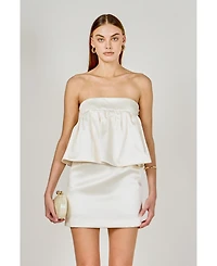 endless rose Women's Strapless Satin Mini Dress