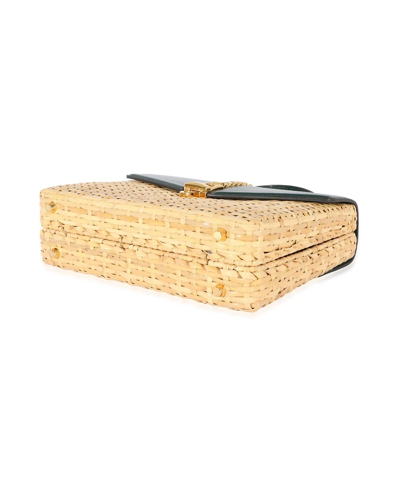 Pre-Owned Gucci Small Sylvie Wicker Top Handle Bag