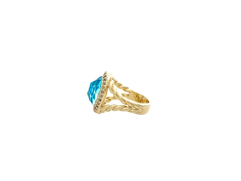 Rivka Friedman 18K Gold Plated Cubic Zirconia Halo Statement Ring