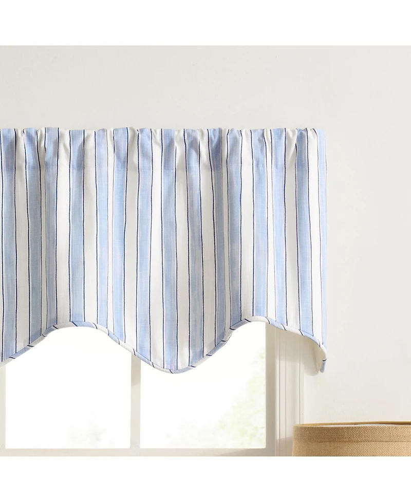 Ellis Curtain Saratoga Stripe 100% Cotton Scallop Poly-Cotton Lined Rod Pocket Valances 50" x 16"