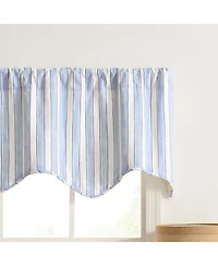 Ellis Curtain Saratoga Stripe 100% Cotton Scallop Poly-Cotton Lined Rod Pocket Valances 50" x 16"