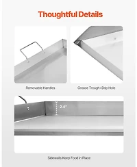 Ecooso Inch Stainless Steel Griddle Plate for Gas Grill with Handles