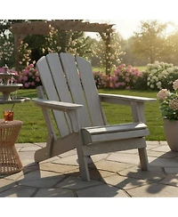 Clihome Wooden Oversize Outdoor Folding Adirondack Chair with BackRest & SeatBoard, Wood Patio Chair