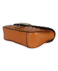 Pre-Owned Gucci Cognac Calfskin Matelasse Diagonal Small Torchon Gg Marmont Shoulder Bag