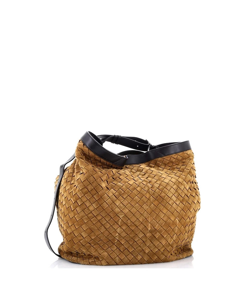 Pre-Owned Bottega Veneta Large Passenger Bag Intrecciato Suede
