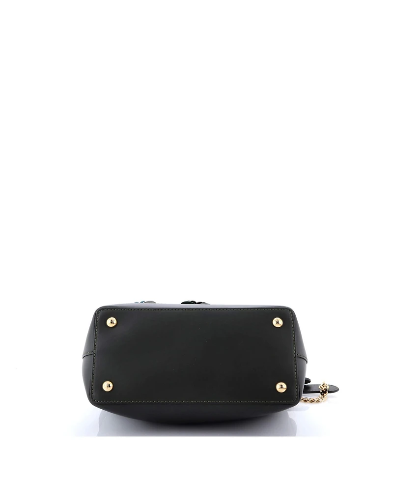 Pre-Owned Fendi Small Flowerland DotCom Convertible Satchel Embellished Leather