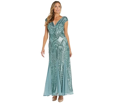 R & M Richards Petite Beaded Maxi Dress