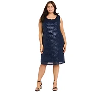 R & M Richards Plus Mix Media Sequin Detail Jacket Dress