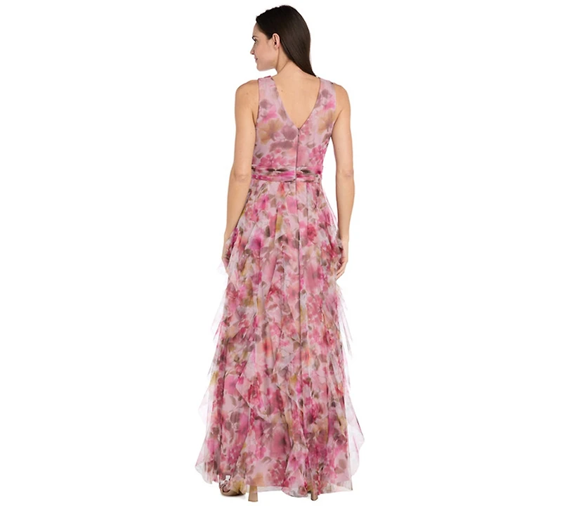 R & M Richards Petite V-Neck Printed Dress