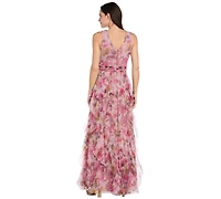 R & M Richards Petite V-Neck Printed Dress