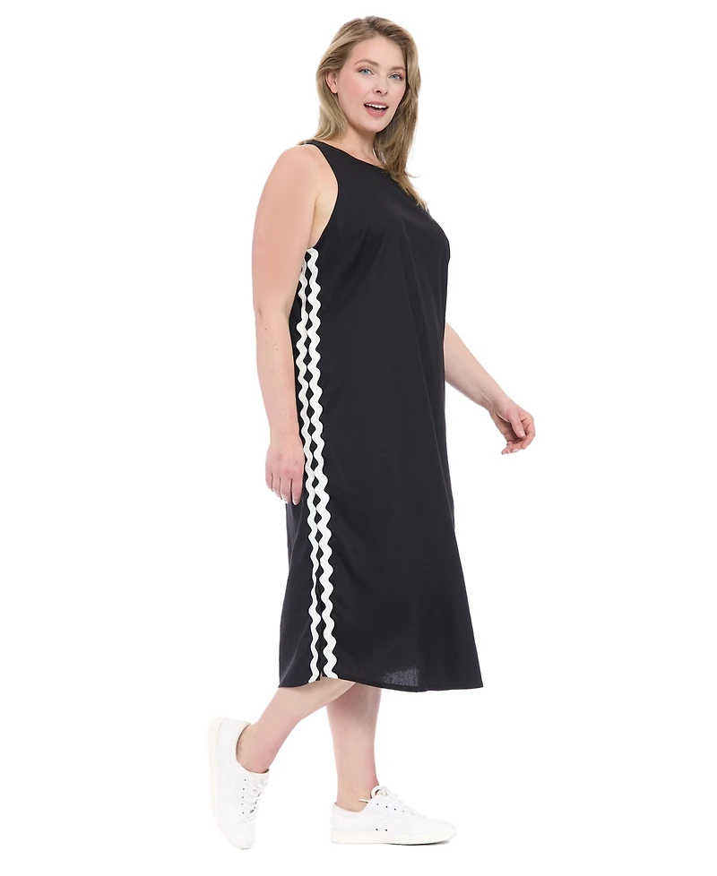 London Times Plus Sleeveless Crewneck Midi Dress