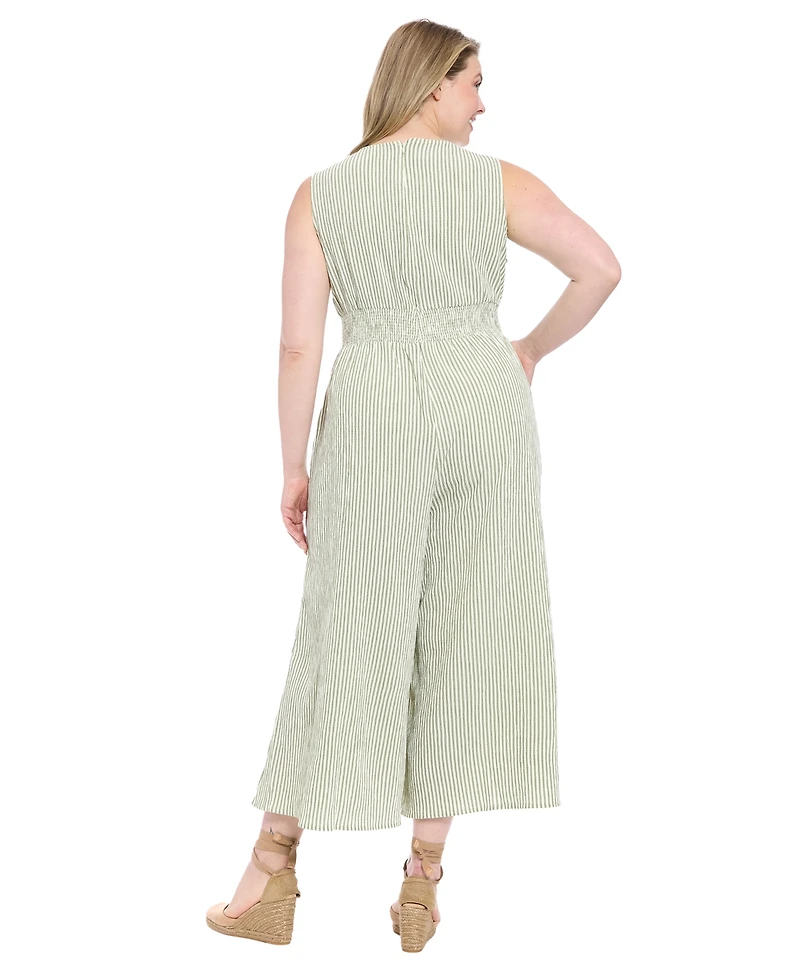 London Times Plus Sleeveless Crewneck Jumpsuit