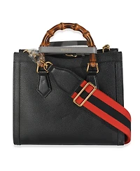 Pre-Owned Gucci Black Dusty Grey Textured Dollar Calfskin Web Small Diana Tote