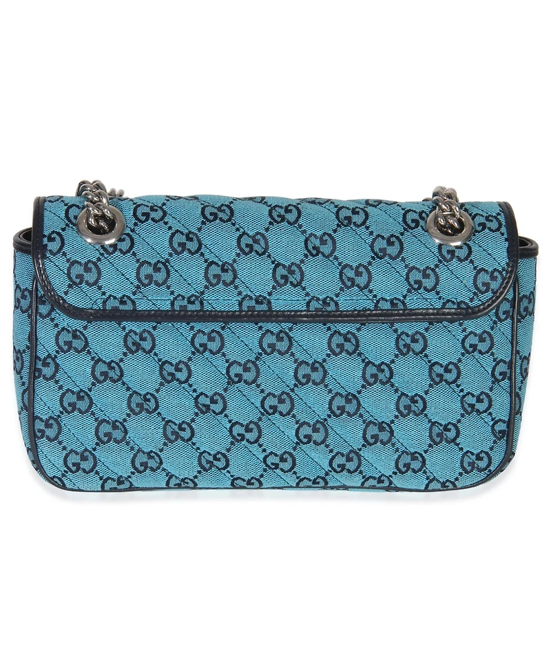 Pre-Owned Gucci Blue Gg Canvas Diagonal Small Gg Marmont Bag