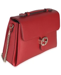 Pre-Owned Gucci Red Dollar Calfskin Medium Interlocking G Top Handle Bag