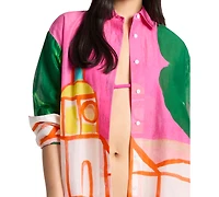 Michael Kors Women's Long-Sleeve Tropez Printed Shirt Dress