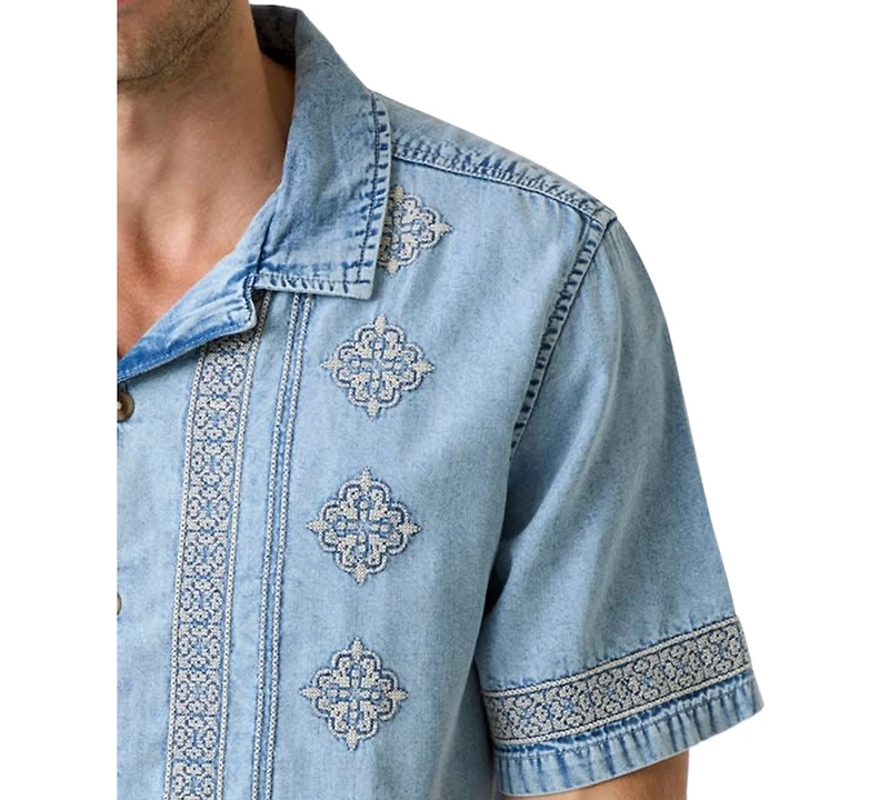 Guess Men's Short-Sleeve Embroidered Shirt