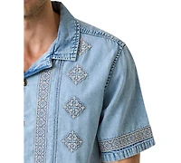 Guess Men's Short-Sleeve Embroidered Shirt